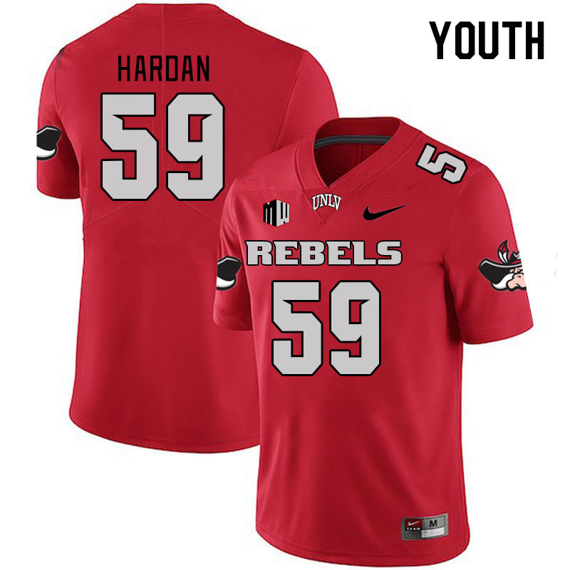 Youth #59 Walker Hardan UNLV Rebels 2023 College Football Jerseys Stitched-Scarlet